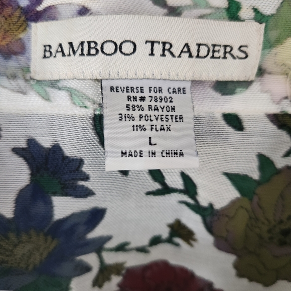 Bamboo Traders ultra feminine, floral, double pocket, sheer, button blouse, L - Picture 4 of 8